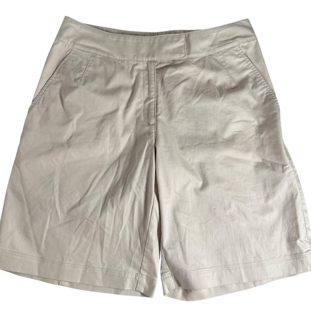 NIKE GOLF Women's Beige Flat Front Performance Shorts Size 4P Nike Fit Dry